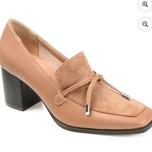 CRAWFORD LOAFER BLOCK HEELS IN FAUX LEATHER